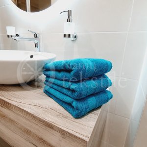 Cotton terry towel turquoise blue